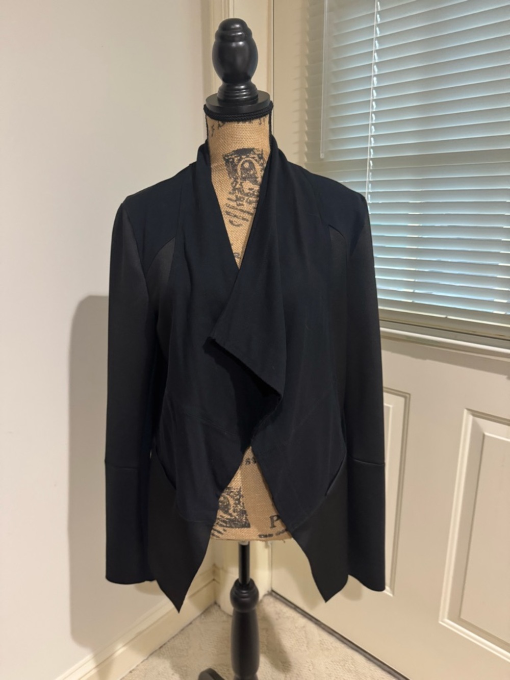 Black Draped Waterfall cotton blend Blazer made in Italy size L